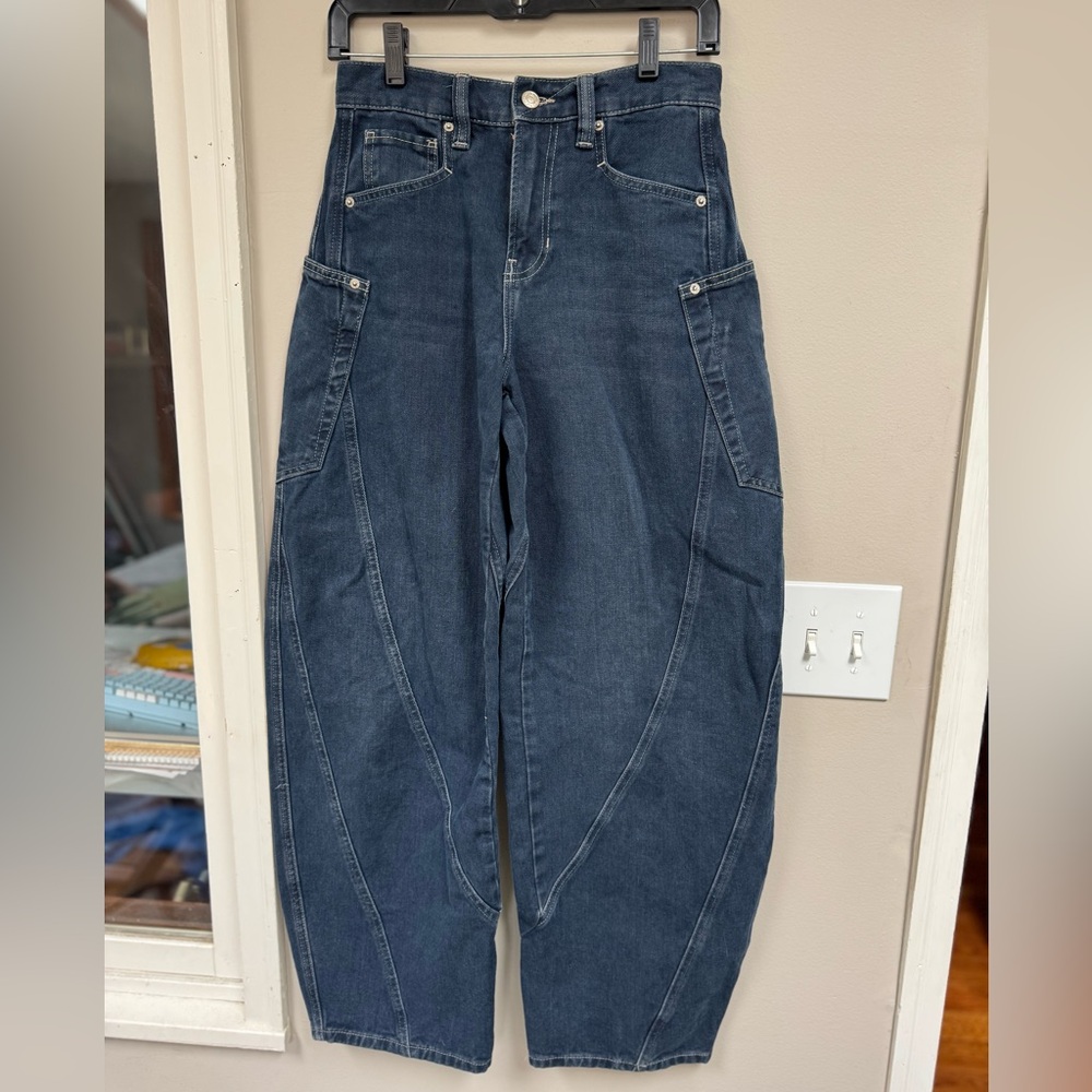 Free People We The Free Sugar & Spice Barrel Jeans Spooky Blue 26 - Picture 3 of 8